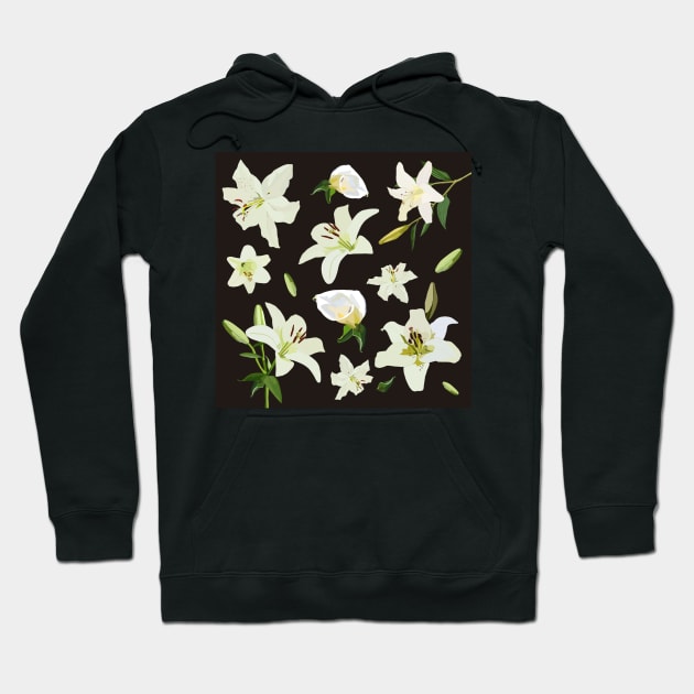 Black and White lily flowers Hoodie by smoochugs